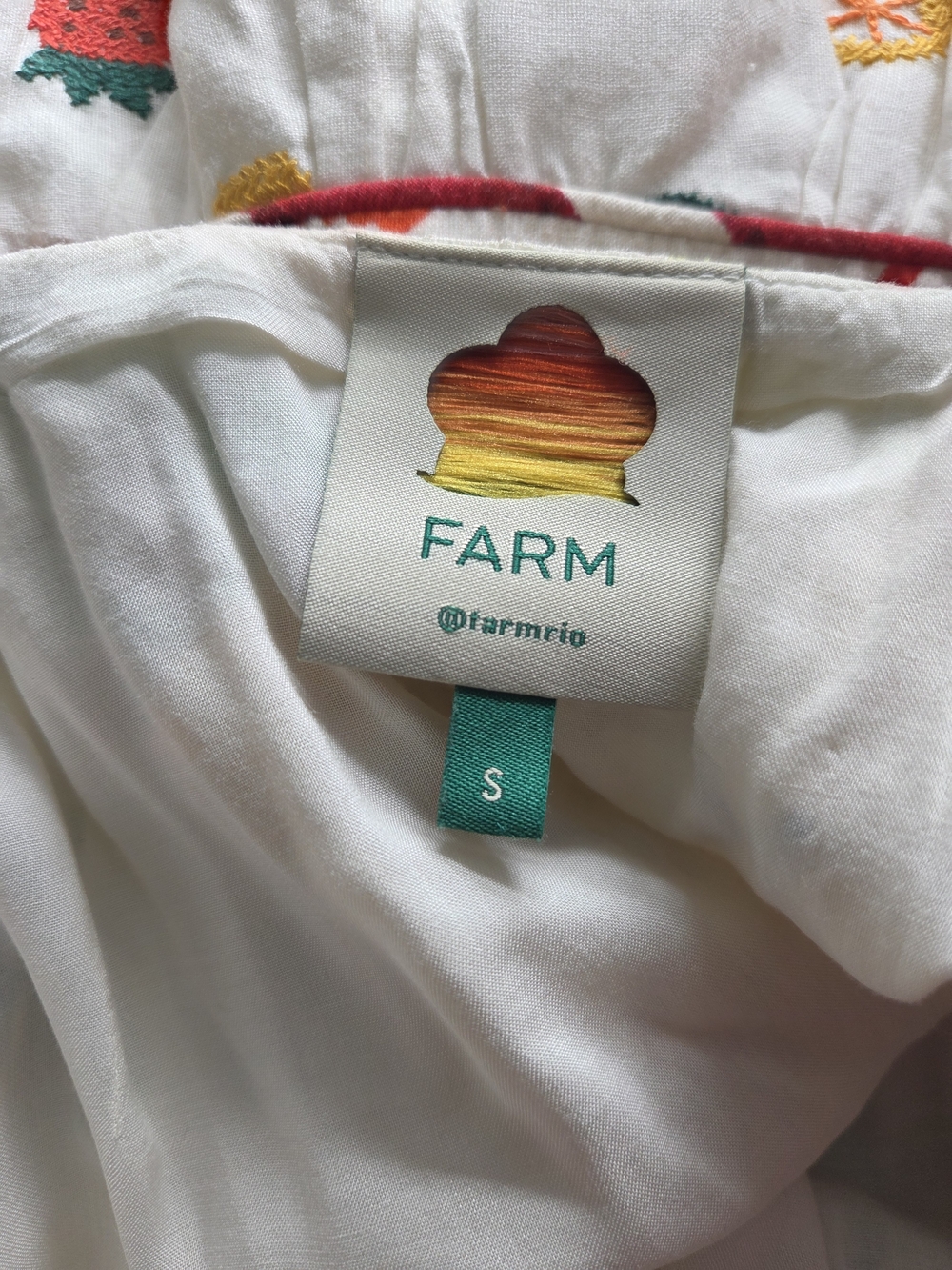 FARM Rio White Multicolor Tiered Maxi Dress W Embriodery S - Picture 10 of 11